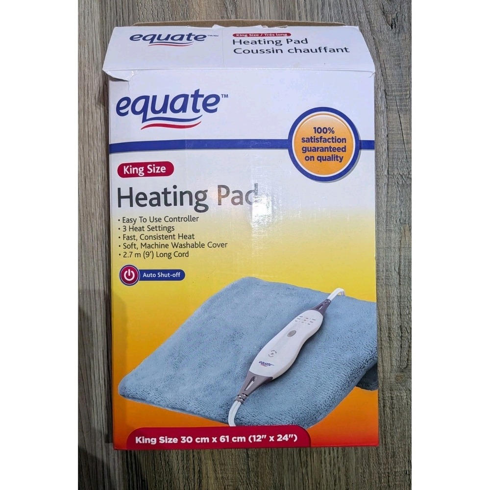 Equate Adult King XL Size 6 Setting Heating Pad 12 in x 24 in  Open Box